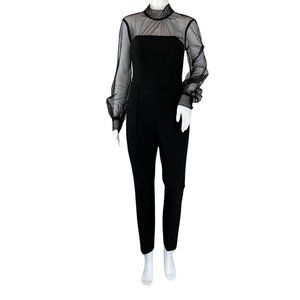Veronica Beard Women's Saluja Swissdot Jumpsuit Illusion Black Sz 4